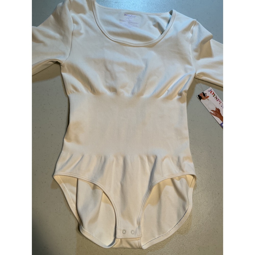 NWT Joyspun Womens White Seamless Long Sleeve Bodysuit‎ Shapewear Large 12-14